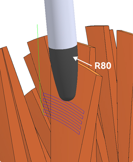 R80桶形刀,精加工间距Ae0.8mm